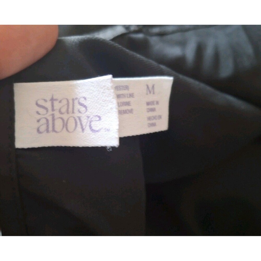 Stars Above V Neck Slip Dress Medium Black Chemise Coquette Soft Grunge 90s - Picture 4 of 6
